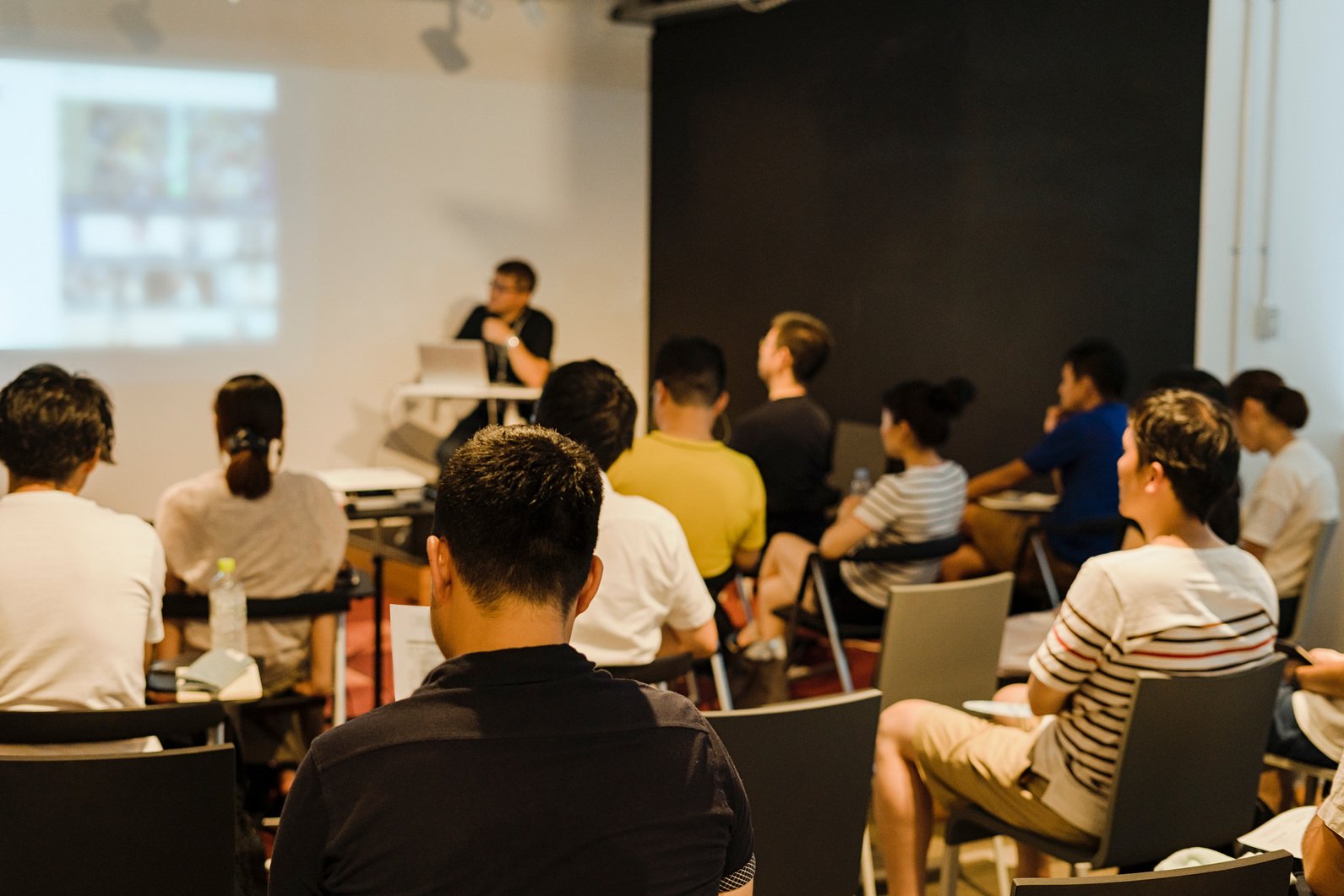 People studying at workshop